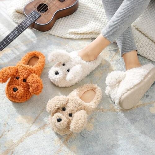 Autumn and Winter Slippers Cute Dog Cotton Slipper Home Indoor and Outdoor Slippers Couple Bag Heel Shoes