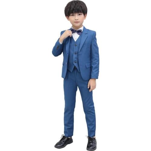 2-14Y Boys Formal Blazer Suit Kids Jacket Vest Blouses and Pants Suit for Weddings Costume Baby Outfits Children Clothes,#5730