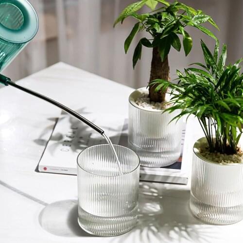 Plastic Automatic water-absorbing and water-storing small flower pot convenient transparent hydroponic double-layer flower pot
