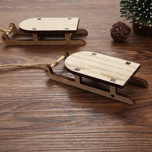 Christmas Tree Hanging Ornaments Mini Sleighs Miniature Wooden Mini Sleighs Kit Tabletop Wood Sleighs Party Decora