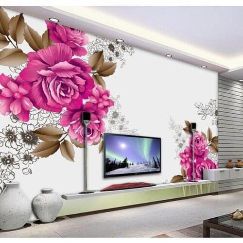 Custom retro wallpaper, hand painted rose for the living room bedroom TV background waterproof wallpaper papel de parede