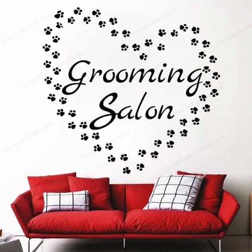 Dog Grooming Salon Vinyl wall Sticker Puppy Pet Shop wall Decal Vet Shop window decor removable art mural HJ1207