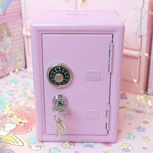 Mini Dormitory Money Box Storage Cabinet Modern Ins For Girls Cute Safe Box Decorative Deposit Piggy Bank Metal Iron hucha