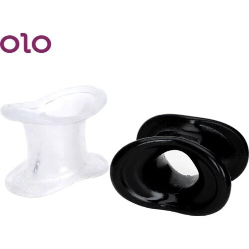 OLO Silicone Cock Cages Delay Ejaculation Penis Sleeve Penis Ring Scrotum Stretcher Male Chastity Device Sex Toys For Men