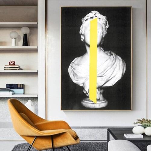 Black White Mademoiselle Clairon Sculpture Canvas Painting Posters and Prints Nordic Wall Art Picture for Living Room Home Decor