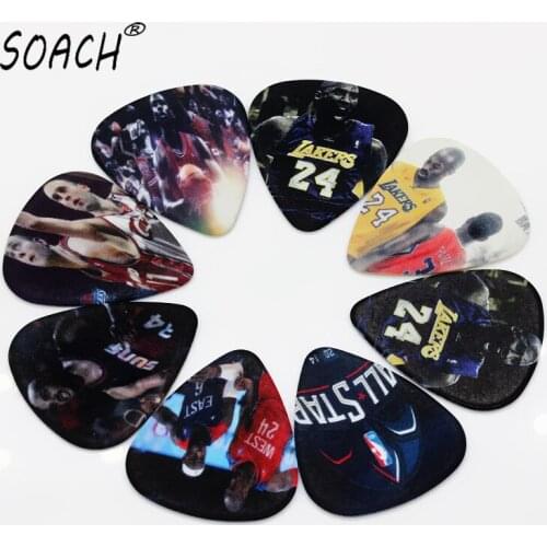 SOACH guitar strings guitar picks 10pcs 0.71mm Basketball stars two side earrings pick DIY design Guitar Accessories pick guitar