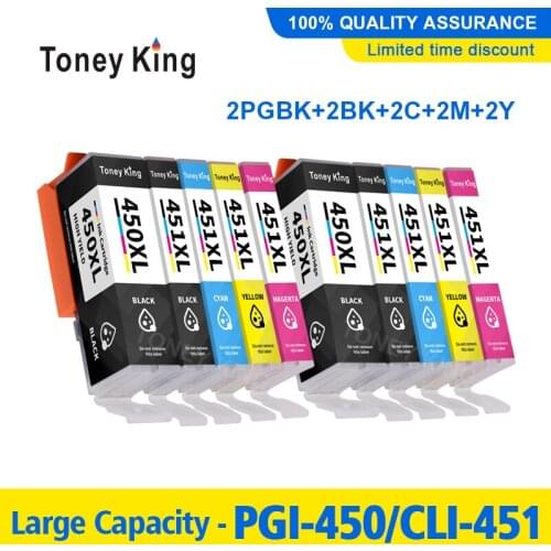 Toney King 2Set PGI-450 PGI450 Full Ink Cartridge For Canon PIXMA IP7240 MG5440 MG5540 MG6440 MG6640 MG5640 MX924 IX6840 Printer