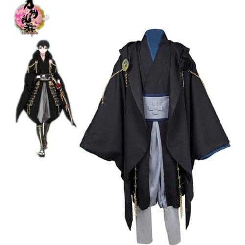 Tsurumaru Kuninaga Cosplay Game Touken Ranbu Costume Black Version Kimono Halloween Costumes For Adult Full Set