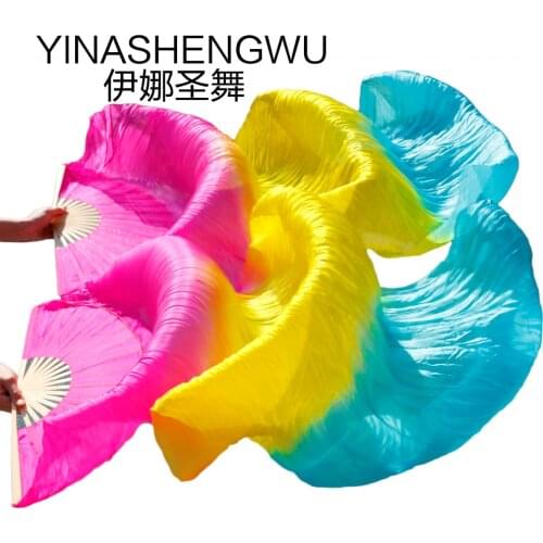 Belly Dance Fan Veils New Arrivals Stage Performance Dance Fans 100% Silk Veils Colored Women Fans (2pcs)