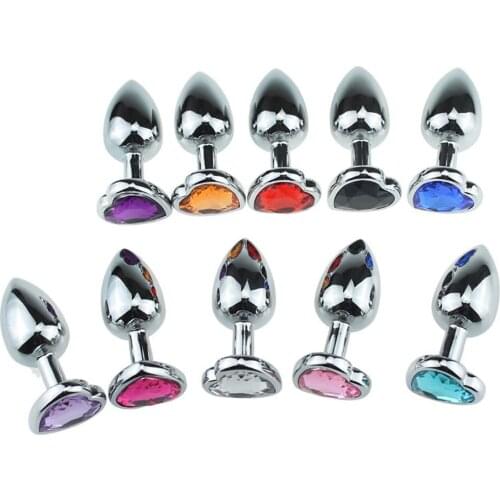 Love Heart Rhinestone Stainless Steel Anal Plug Prostate Massage Adults Sex Toys for woman Love heart shape rhinestone inlaid