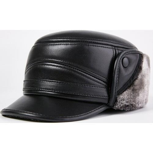 2022 Winter Warm Mens Trapper Cap Bomber Hats Sheepskin Hats Fur Lined Casual Dad Flat Caps Male Helmet Cap Earflap Hats Luxury