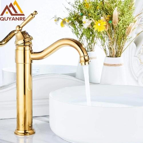 Gold Retro Basin Faucet 360 Rotation Single Handle Hot Cold Mixer Tap torneiras Bathroom Basin Vessel Sink Faucet Kitchen Tap