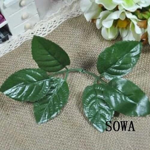 Free Shipping 15pcs/Lot Green Color Artificial Rose Flower Leaves High Simulation Leaves For DIY Nylon Stocking Flower