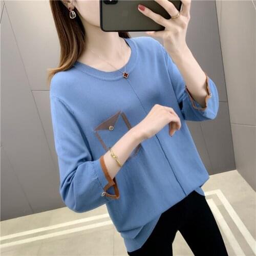 19691 (No.3 middle, row 1, room 1) real shot round neck color matching Beaded T-shirt for female 37