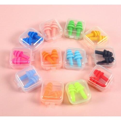 2pcs/box Ear Plugs Insulation Swimming Ear Protection Anti Noise Snoring Sleeping Waterproof Comfortable Earbuds Storage Case
