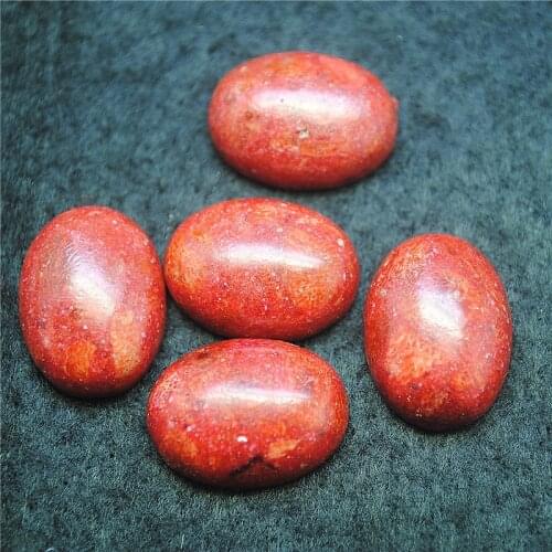 4pcs natural sponge coral cabochons oval shape 15x20mm red colors loose coral beads for pendants making accessories