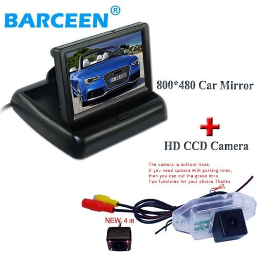 4IR Vision Car Rear View Camera+4.3" LCD Car Foldable Monitor Camera For 2002-2009 Toyota Land Cruiser120 Series Prado 2700 4000