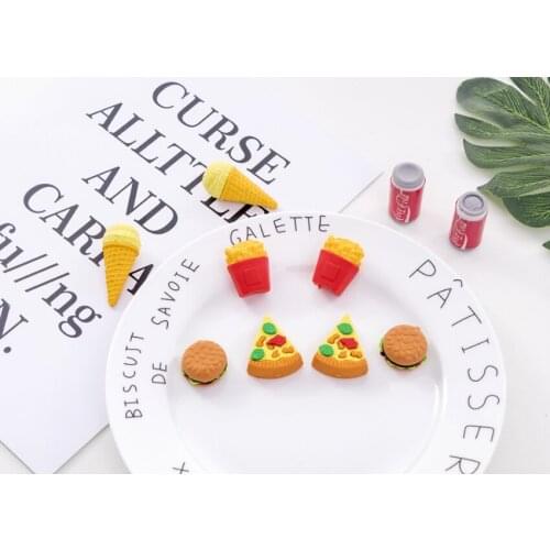 5pcs/lot Creative Burger Cola Fast Food Eraser Set Rubber Pencil Erasers School Prizes Kid Gifts