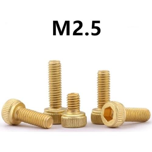50PCS M2.5x4/5/6/8/10/12/16mm GB70.1 pure brass DIN912 hex socket cap head screw