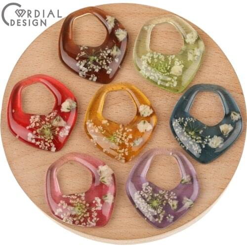 Cordial Design 30Pcs 30*33MM Jewelry Accessories/DIY Charms/Hand Made/Dried Flower In Resin Beads/Earring Findings/Resin Pendant