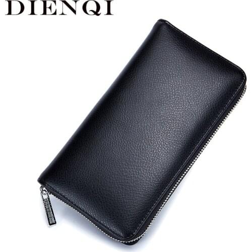 DIENQI Brand Business Men Wallets Genuine Leather Cowhide Clutch Wallet Big Money Bag Male Fashion Luxury Brand Purse 2021 Walet