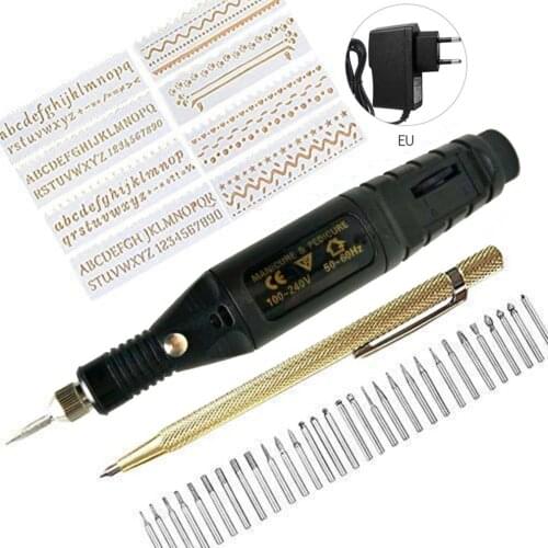 40PCS Electric Stepless Speed Nail Drill Machine Grinder Micro Engraver Pen Engraving Tool Kit For Glass Ceramic Wood Jewelry