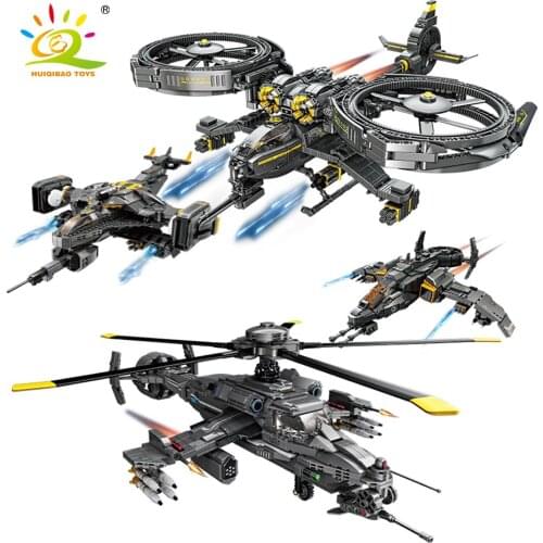 HUIQIBAO TOYS Space Aircraft Building Blocks City Spacecraft Satellite Helicopter Construction Bricks For Children