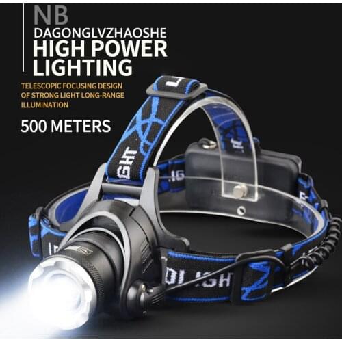 Induction Headlight LED Outdoor T6 Telescopic Zoom Long-Range Charging Focusing Strong Light Headwear Flashlight Hunting Fishing