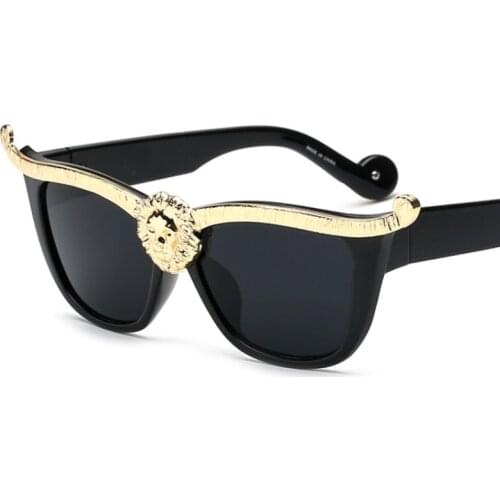 Classic Gold Lioness Cat Eye Women Sunglasses Fashion Glamour Ladies Sun Glasses Designer Cateye Shades
