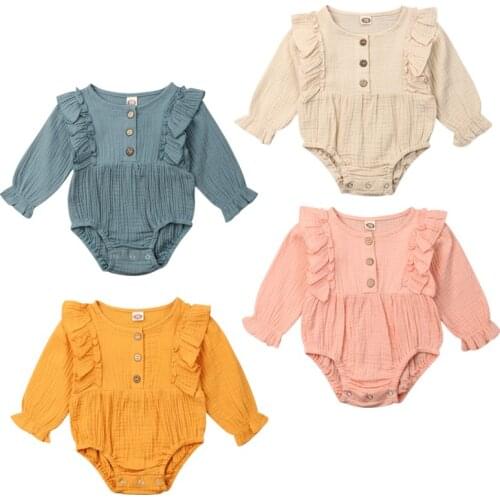New 4Colors Toddler Baby Girl Ruffle Romper Soft Jumpsuit Outfit Sunsuit Autumn Clothes