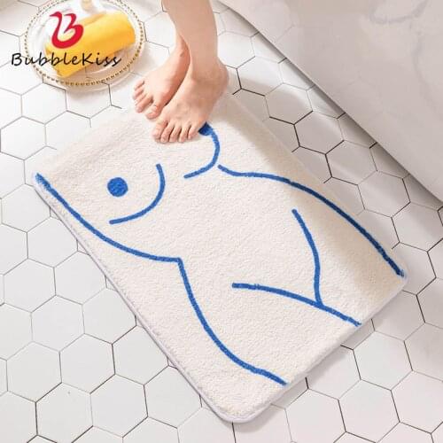 Bubble Kiss Bathroom Entrance Door Mats Creative Lines Geometric Lamb Wool Thickened Absorbent Soft Carpet Home Decoration Rugs