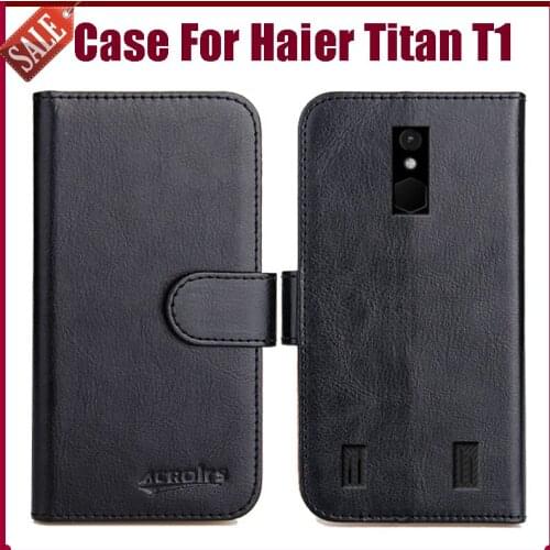 Hot! Haier Titan T1 Case 5" 6 Colors Flip Soft Leather Phone Wallet Cover Stand Function Case Credit Card Slots
