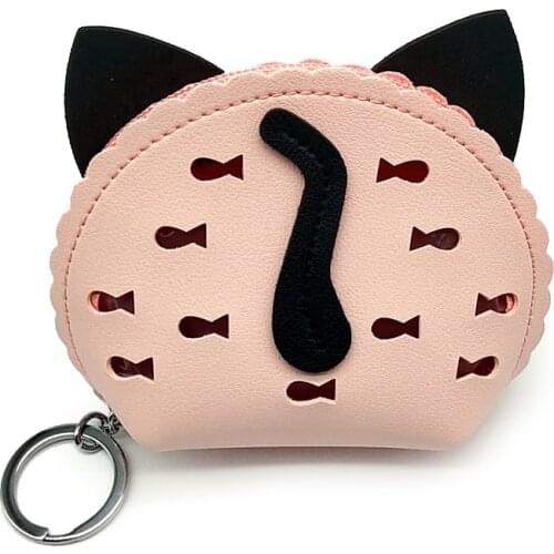 Hot Women Cat Purse Mini Coin Purse Cute Small Ladies Leather Purse for Coins Wallets Women Wallet Headset Lipstick Clear Purse