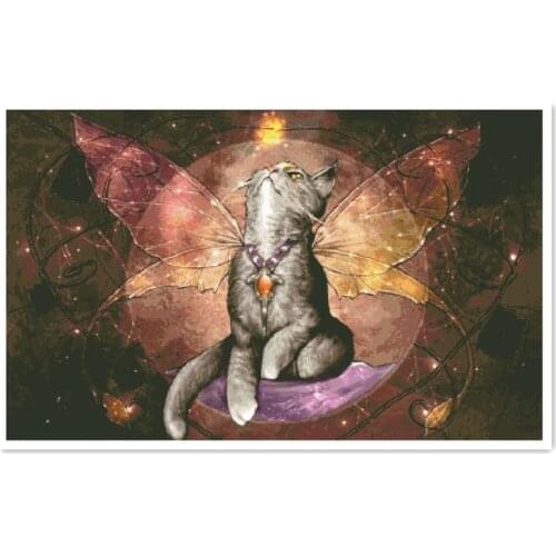 Angle cat cross stitch package animal 18ct 14ct 11ct cloth cotton silk thread embroidery DIY handmade needlework