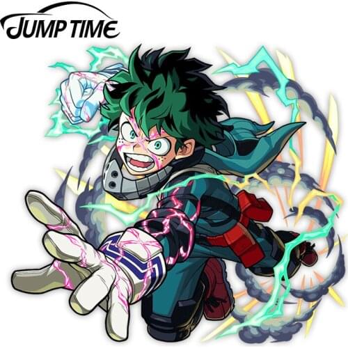 Jump Time 13 x 12cm For My Hero Academia BNHA Deku Izuku Midoriya Monster Car Stickers Laptop Decal Sunscreen Waterproof Decor