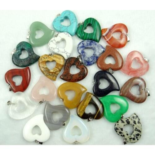 Natural stone lapis Turquoises aventurine tiger eye Quartz crystal Opal pendant for diy Jewelry making Necklace accessories6pcs