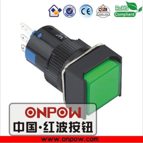 ONPOW 16mm plastic 1NO1NC square head momentary pushbutton switch LAS1-AF-11/G