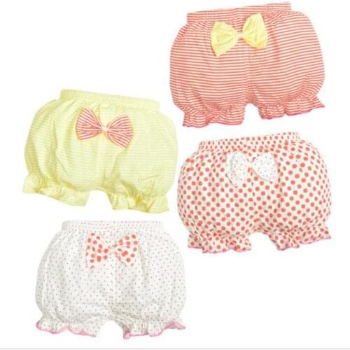 0-2Y Baby Underwear Girls Shorts Bow Polka Dots Striped Shorts Newborn Baby Bread Pants Summer Shorts