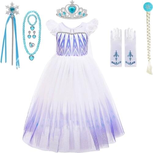 2021 Girls El-sa Princess Cosplay Dress Kids Fancy Snow Queen Cosplay Costume Birthday Party Anna El-sa Gift Costume