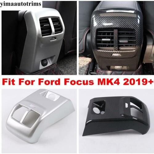 Car Interior Armrest Rear Air AC Outlet Vent Panel Cover Trim ABS Matte Carbon Fiber Accessories For Ford Focus MK4 2019 - 2021