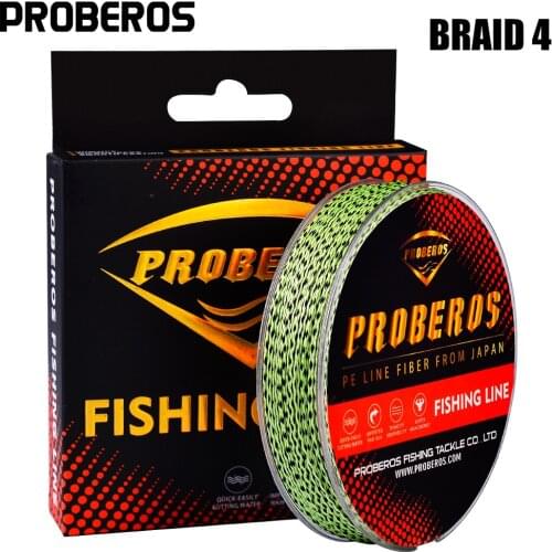 PROBEROS 4 Strands Fishing Line 100M 6-100LB Braided PE Line Multifilament Wire Super Strong 4 Weaves Unfade Yarn Cord Fishline