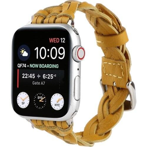 Braided Genuine Leather Strap for Apple Watch Band 44mm 42mm 40mm 38mm Bracelet iWatch Series 6 5 4 3 2 SE Wristband Replacement