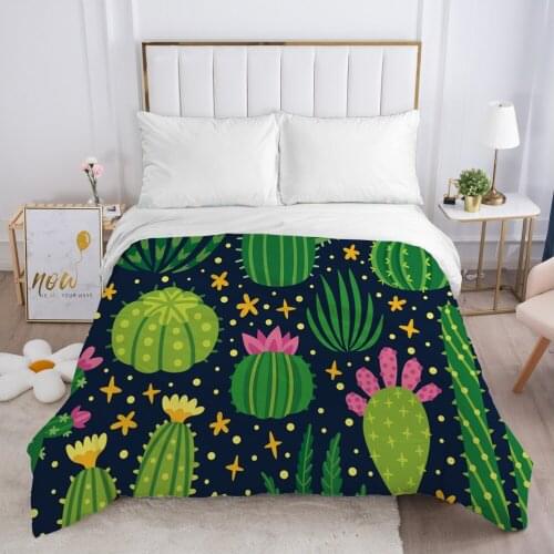 Luxury Duvet cover Quilt/Blanket/Comfortable Case 140x200 150x200 240x220 for Home 3D Bedding Print Nordic Cactus green