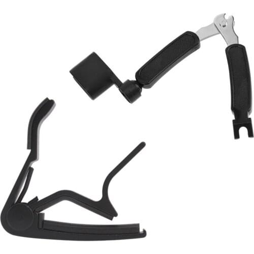 One Hand Quick Change Capo with 3 in 1 Guitar Peg String Winder + String Pin Puller + String Cutter