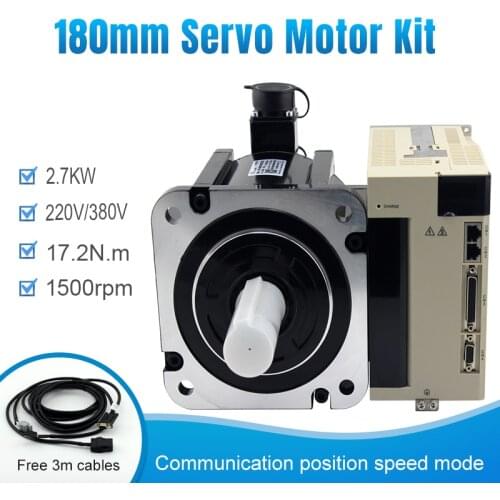 3 Phase 180mm 2.7kw 380V/220V 1500rpm 17.2N.M AC servo motor servo engine servo driver kit