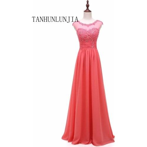 A-line Scoop Chiffon Applique Beading elegant off-shoulder cheap bridesmaid dresses Wedding party robe de soiree Lace Up