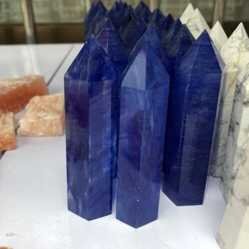 Blue smelt quartz Obelisk crystal wand cure