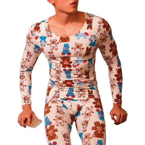 Thermal underwear for men long johns winter clothes men underwear set shirt compression underwear printed underpants pijama