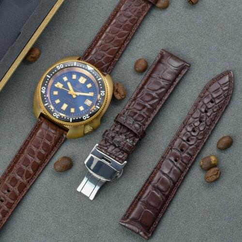 Top 20mm 22mm Black/Brown Crocodile Leather Strap Fit For Tissot/Huawei/Samsung Watchband With Black/Gold/Silver Buckle With Box