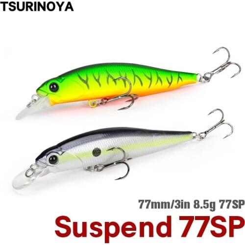 TSURINOYA DW101 77SP Jerkbait Suspending Minnow Fishing Lure 77mm 8.5g Pike Bass Artificial Hard Baits Crank Bait Wobbler Lures